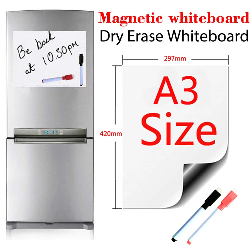A3 Magnetic Whiteboard for Fridge | Family Planner, Grocery List & Meal Planning Board